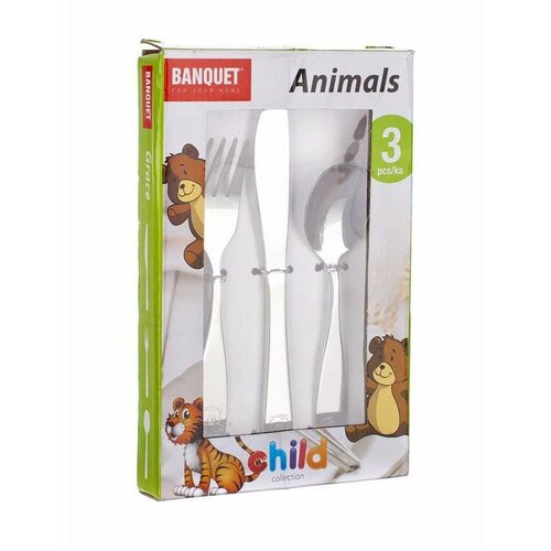 Banquet ANIMALS gyermek evőeszköz készlet, 3 db
