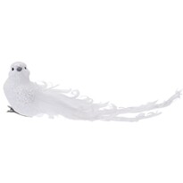 Різдвяна декорація Біла пташка на кліпсі, 23 см