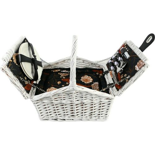 Picknickkorb für 2 Personen Weiß, 38 x 26 x 26 cmweiß  ,
