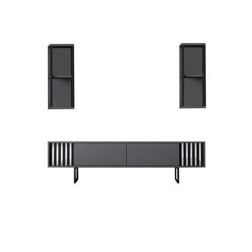 Chrome Anthracite and Black TV-állvány polcokkal