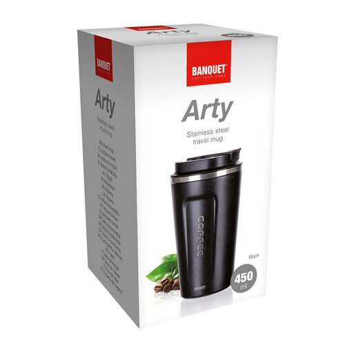 Banquet Thermobecher für Reisen ARTY 450 ml , Schwarz