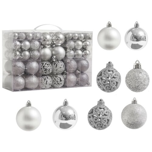 4Home Weihnachtsschmuck-Set Noel 100 Stück, Silber