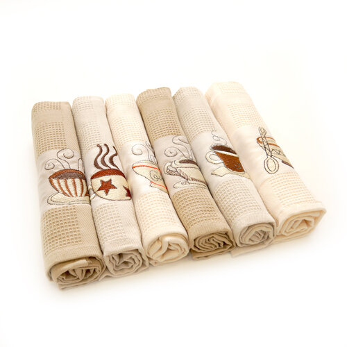 Kuchenne ściereczki Coffee, 50 x 70 cm, zestaw 6 sztuk