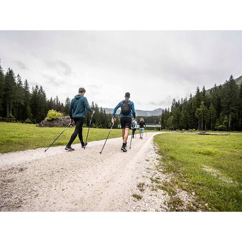 Baston de nordic walking cu mâner din plută, argintiu