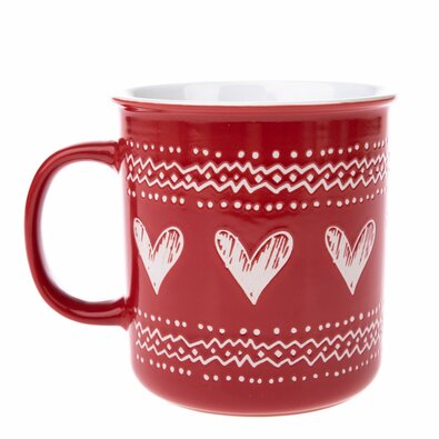 Weihnachtstasse aus Keramik Christmas heart I rot , 710 ml