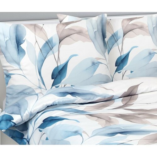 Bellatex Сатинова постільна білизна Осінь синя,140 x 220 см, 70 x 90 см