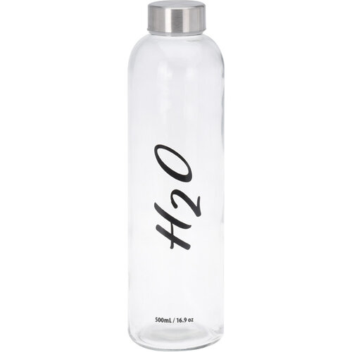 Sklenená fľaša na vodu H2O, 750 ml