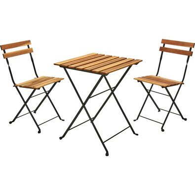 Klappbares Bistro-Set Lagos, 3 Teile, Akazienholz, Stahlrahmen