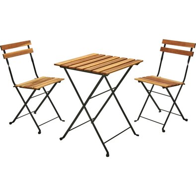 Skládací bistro set Lagos, 3 ks, akáciové dřevo, ocelový rám