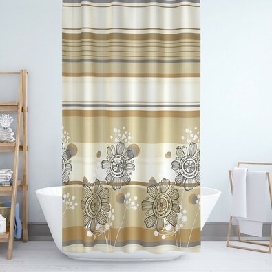 Tuš zavesa Květy bež, 180 x 200 cm