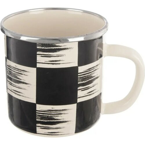 Orion Emaillierter Becher Schachbrett, 0,41 l, Durchmesser 8,8 cm