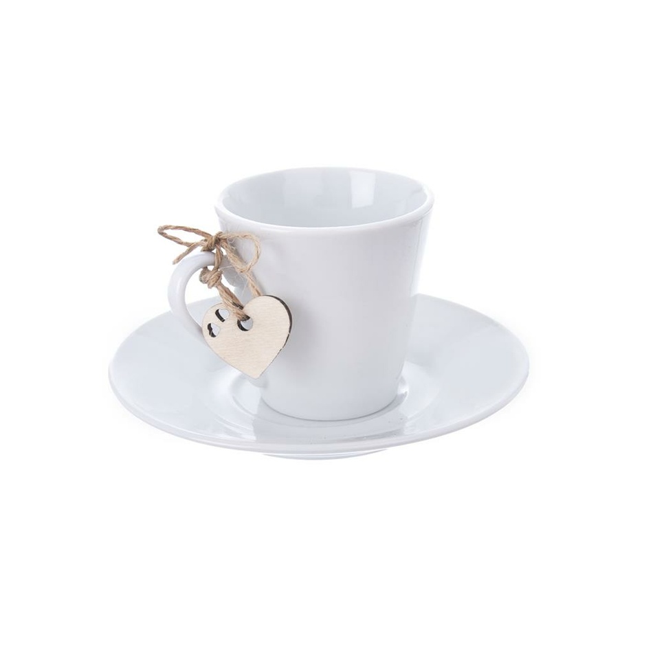 Orion Sada porcelánových šálok s podšálkou Srdce 90 ml, 2 ks