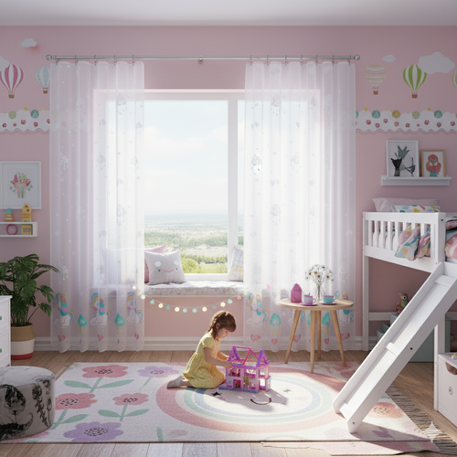 Egyszarvú függöny, színes, 150 x 250 cm