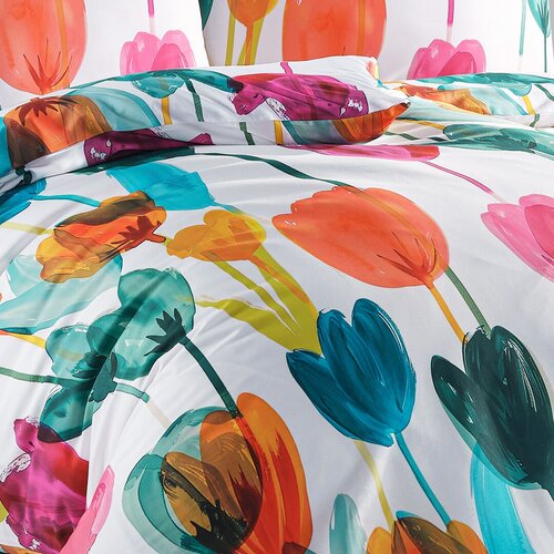 BedTex Lenjerie de pat din satin Tulipi, 135 x 200 cm, 80 x 80 cm