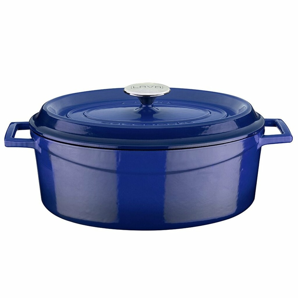 LAVA Metal Öntöttvas ovális fazék, kék, 7 l,átmérő 31 cm akciós termékkép 1