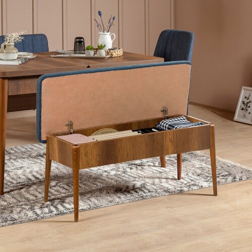 Bancă Vina Dark Blue and Walnut