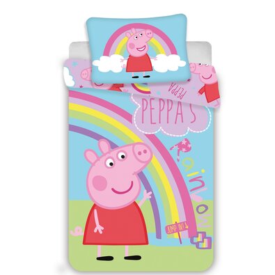 Jerry Fabrics Kinder-Baumwollbettwäsche Peppa Pig 0016, 100 x 135 cm, 40 x 60 cm
