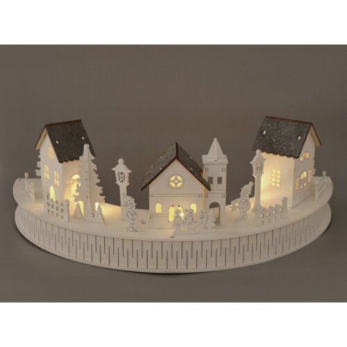 Lesnata LED-dekorativni element Vesnička skostelíkom, 40 x 14 x 20 cm, polkrog