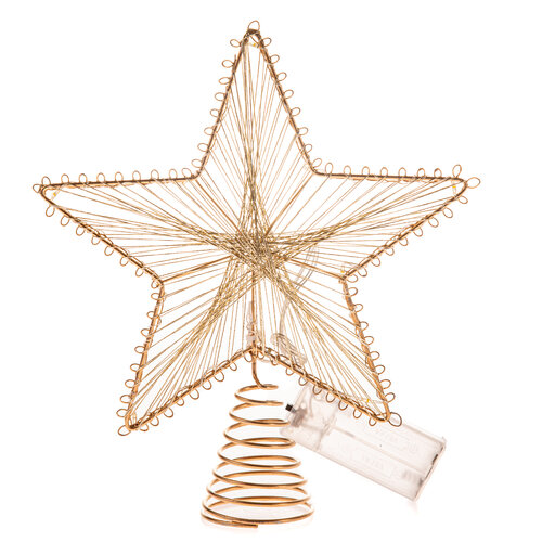 Stea de vârf metalică luminoasă pentru bradul de  Crăciun Golden Glow, 20 x 24 cm, 10 LED-uri