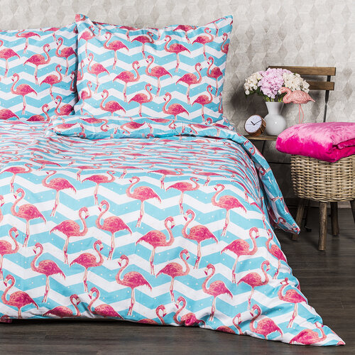 4Home Pościel bawełniana Flamingo, 220 x 200 cm, 2 szt. 70 x 90 cm