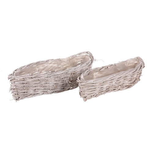 Set de ambalaje din răchită pentru flori Slza 2bucăți, alb