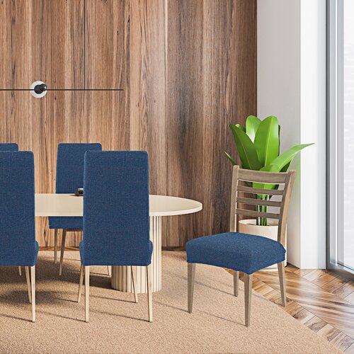 Pokrowiec elastyczny na krzesło Denia niebieski, 40 x 60 cm, zestaw 2 szt.