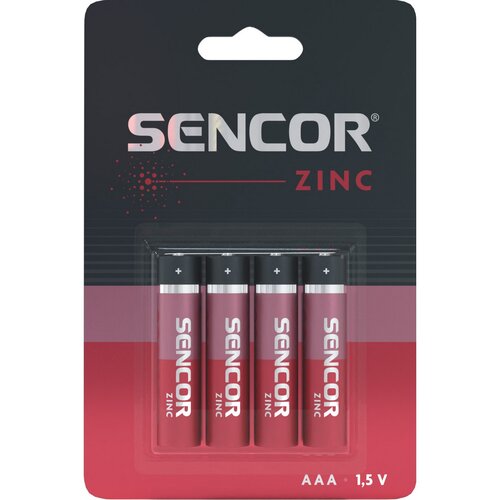Sencor SBA R03 zinkouhlíková batéria AAA, 4 ks