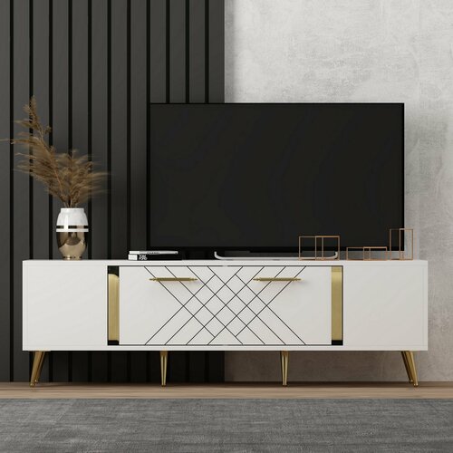 Televizní stolek Detas White and Gold