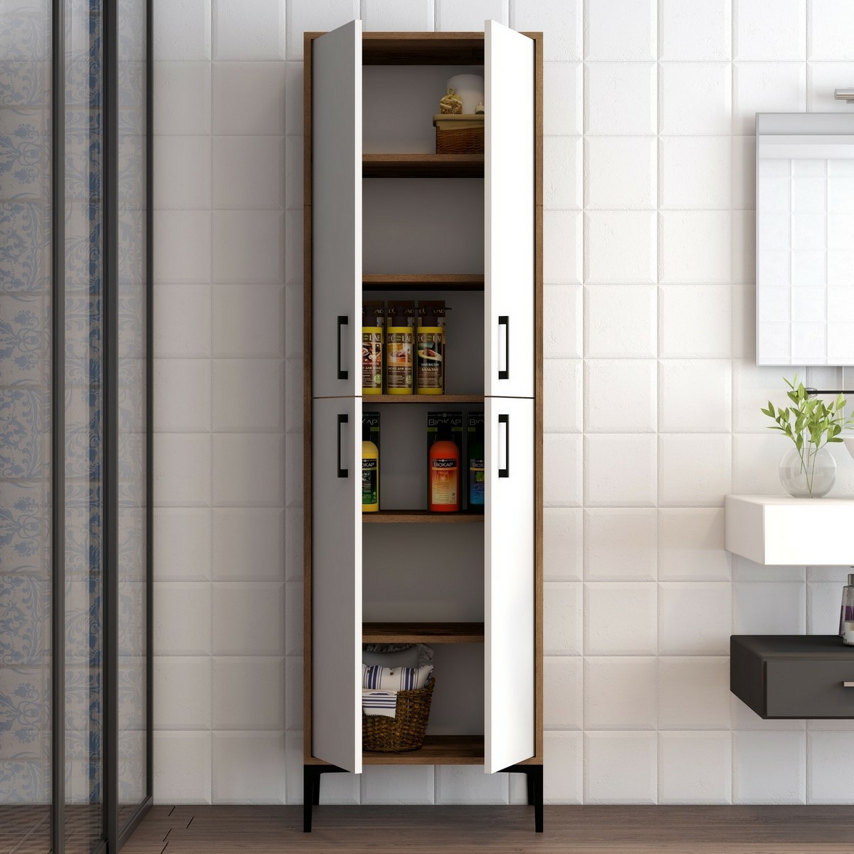 Skriňa Berlin Walnut and White
