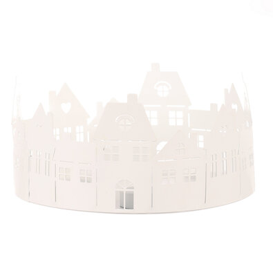 Świąteczny świecznik Domečky, biały, metal,średnica 20 cm
