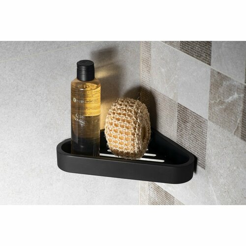 GEDY 328314 Inteligentna półka narożna podprysznic, 17 x 3 x 17 cm, czarny mat