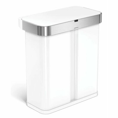 Simplehuman Obdĺžnikový bezdotykový kôš s hlasovým a pohybovým ovládaním 34 + 24 l, biela