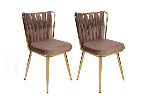 Set de scaune de sufragerie Kusakli Light Brownand Gold, 4 buc.