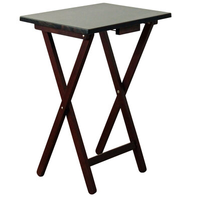 Skladací stolík drevený, čierno-hnedá