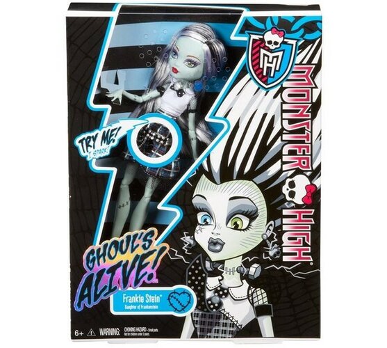 Monster High oživené príšerka Frankie Stein Mattel, biela + čierna