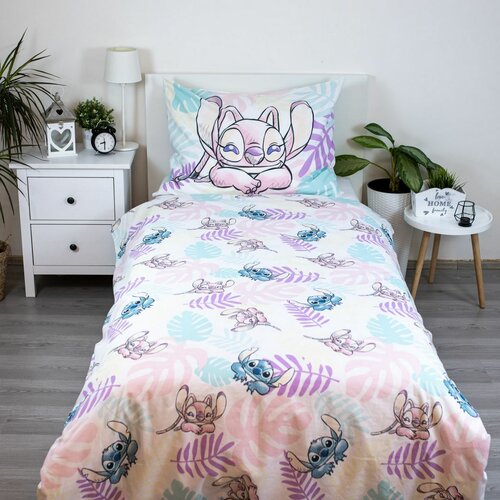 Lenjerie de pat din bumbac Jerry Fabrics Lilo andStitch "Leaves", 140 x 200 cm, 70 x 90 cm