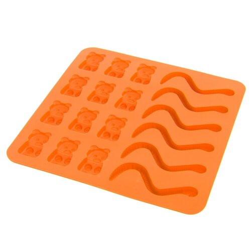 Orion Silikonform GUMMIBÄRCHEN/WÜRME 19 x 19 x 1 cm, orange