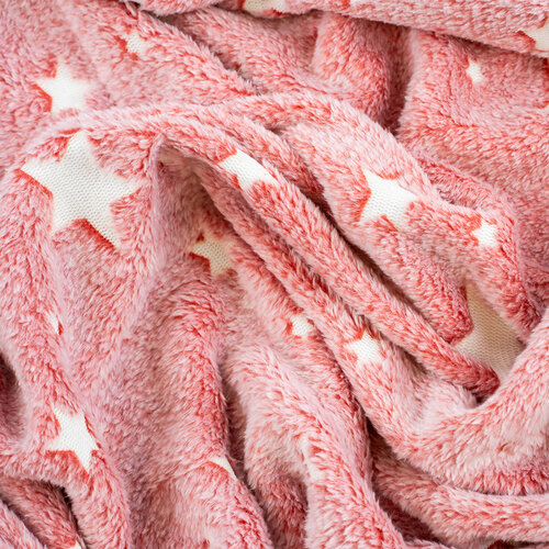 4Home Koc Soft Dreams Stars świecący czerwony, 150 x 200 cm