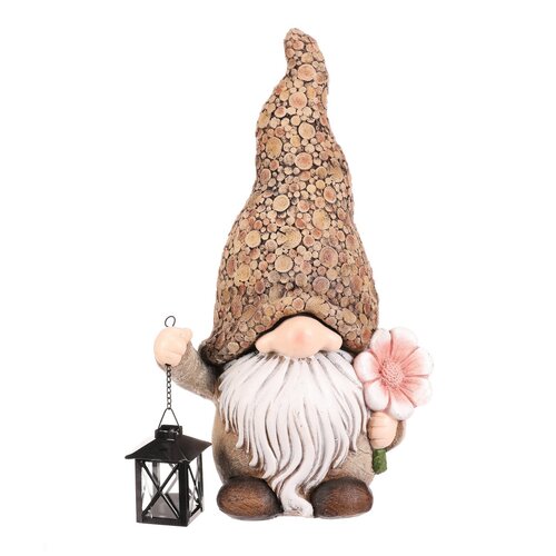 Elfe mit Blume und Kerzenlaterne, Polyresin, 30 x 20 x 50 cm