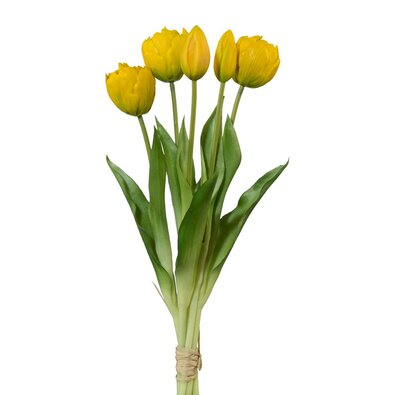 Umetni šopek tulipanov 5 kosov rumenih, v. 38 cm