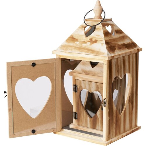 Zestaw drewnianych latarni  Serca, 2 szt.