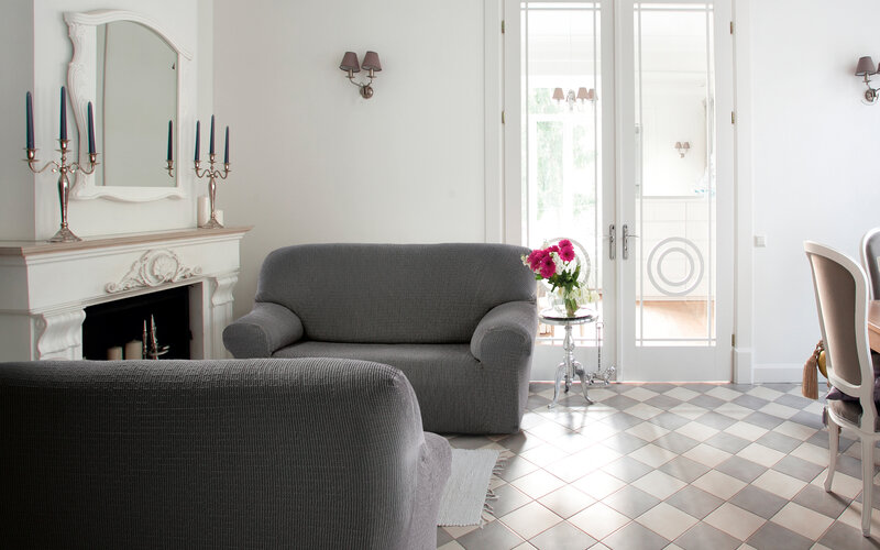 Husă multielastică Cagliari, pentru canapea, gri, 140 - 180 cm