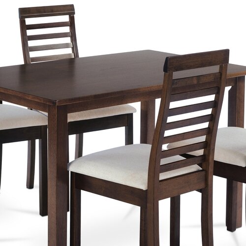 Set de masă din lemn masiv cu 4 scaune, 120 x 75 x75 cm, nuc