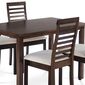 Set de masă din lemn masiv cu 4 scaune, 120 x 75 x75 cm, nuc