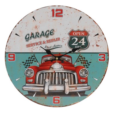 Zegar ścienny Czerwone auto, śr. 33 cm