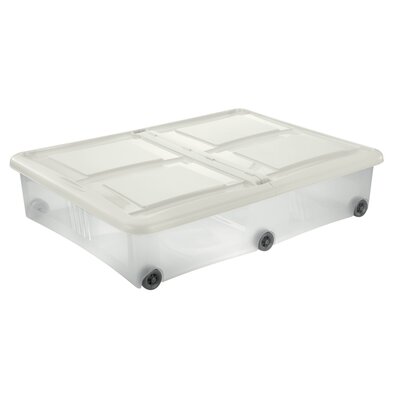Tontarelli Stockbox Tároló doboz fedéllel 61 l, átlátszó/fehér