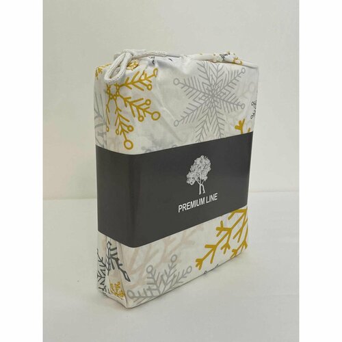 Vánoční bavlněné povlečení Vločky zlaté, 140 x 200 cm, 70 x 90 cm