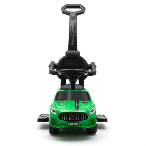 Baby Mix Detská odrážadlo so zvukom a vodiacoutyčou Racer, zelená