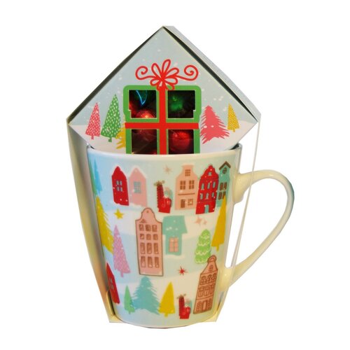 Karácsonyi porcelánbögre csokoládéval, 330 ml