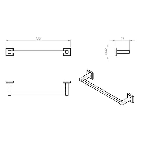 GEDY 692135 Colorado suport pentru prosoape 35 x 8cm, argintiu